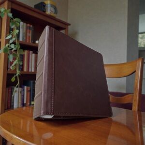 Elegant Brown Leather Mini Binder NEW